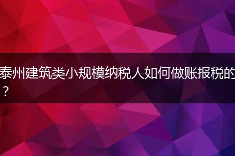 泰州建筑类小规模纳税人如何做账报税的？