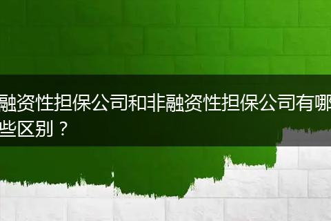 融资性担保公司和非融资性担保公司有哪些区别？