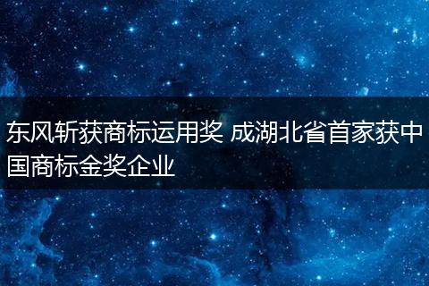 东风斩获商标运用奖 成湖北省首家获中国商标金奖企业