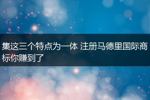 集这三个特点为一体 注册马德里国际商标你赚到了