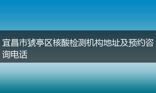 宜昌市猇亭区核酸检测机构地址及预约咨询电话