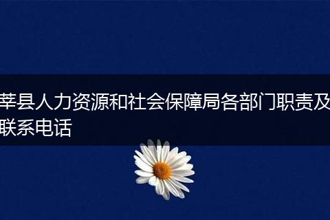 莘县人力资源和社会保障局各部门职责及联系电话