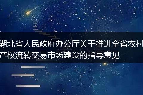 湖北省人民政府办公厅关于推进全省农村产权流转交易市场建设的指导意见