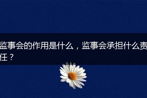 监事会的作用是什么,监事会承担什么责任?