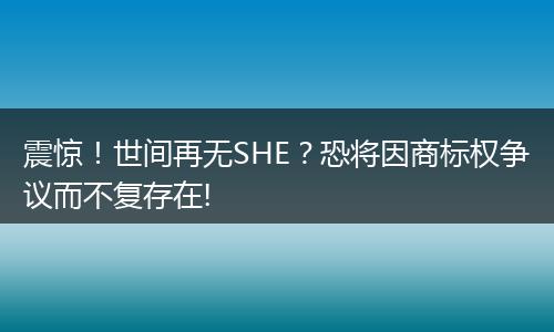 震惊！世间再无SHE？恐将因商标权争议而不复存在!