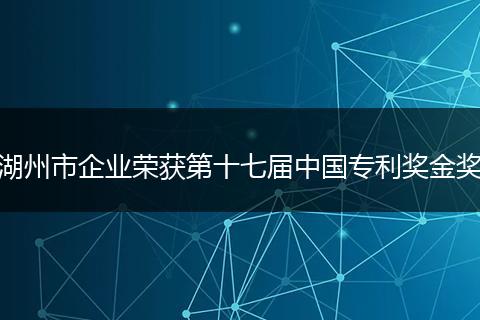 湖州市企业荣获第十七届中国专利奖金奖