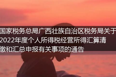 国家税务总局广西壮族自治区税务局关于2022年度个人所得税经营所得汇算清缴和汇总申报有关事项的通告