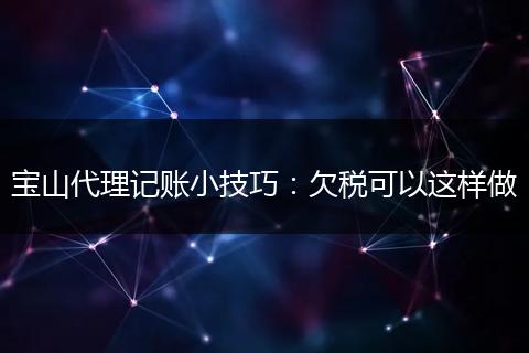 宝山代理记账小技巧：欠税可以这样做
