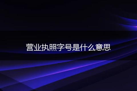 营业执照字号是什么意思