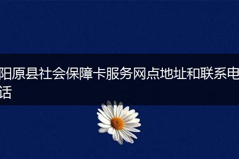 阳原县社会保障卡服务网点地址和联系电话