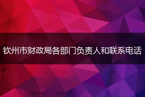 钦州市财政局各部门负责人和联系电话