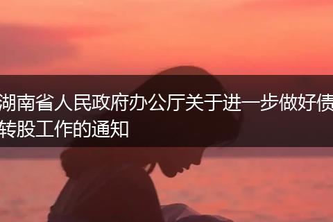 湖南省人民政府办公厅关于进一步做好债转股工作的通知