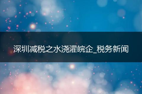 深圳减税之水浇灌皖企_税务新闻