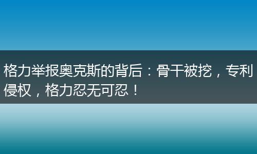 格力举报奥克斯的背后：骨干被挖，专利侵权，格力忍无可忍！