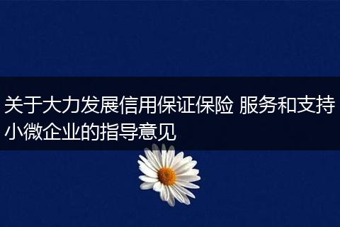 关于大力发展信用保证保险 服务和支持小微企业的指导意见