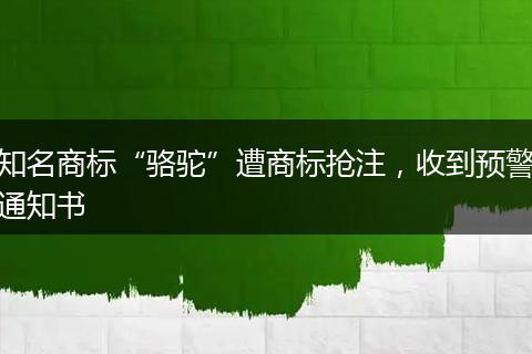 知名商标“骆驼”遭商标抢注，收到预警通知书