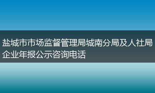 盐城市市场监督管理局城南分局及人社局企业年报公示咨询电话