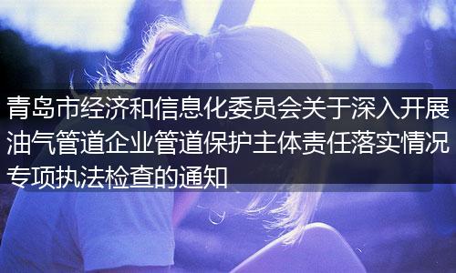 青岛市经济和信息化委员会关于深入开展油气管道企业管道保护主体责任落实情况专项执法检查的通知