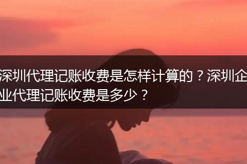 深圳代理记账收费是怎样计算的？深圳企业代理记账收费是多少？