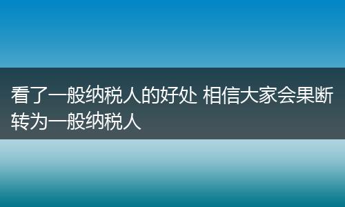 看了一般纳税人的好处 相信大家会果断转为一般纳税人