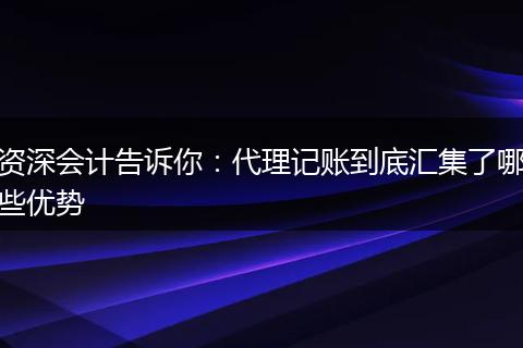 资深会计告诉你:代理记账到底汇集了哪些优势
