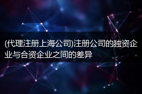 (代理注册上海公司)注册公司的独资企业与合资企业之间的差异