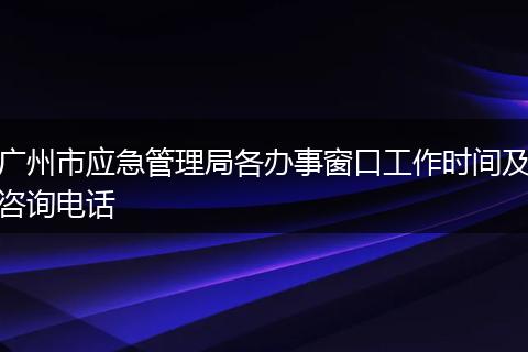 广州市应急管理局各办事窗口工作时间及咨询电话