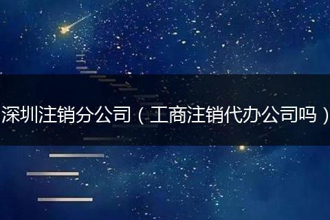 深圳注销分公司(工商注销代办公司吗)