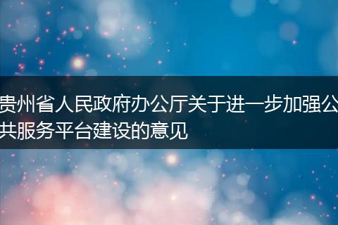 贵州省人民政府办公厅关于进一步加强公共服务平台建设的意见