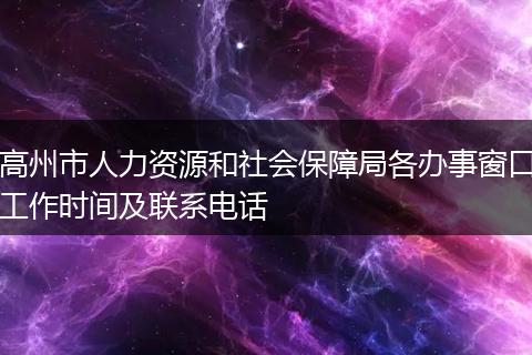 高州市人力资源和社会保障局各办事窗口工作时间及联系电话
