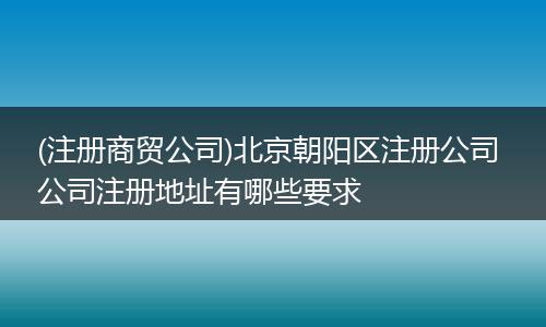 (注册商贸公司)北京朝阳区注册公司 公司注册地址有哪些要求