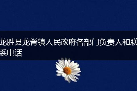 龙胜县龙脊镇人民政府各部门负责人和联系电话