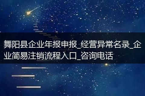 舞阳县企业年报申报_经营异常名录_企业简易注销流程入口_咨询电话