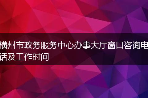 横州市政务服务中心办事大厅窗口咨询电话及工作时间