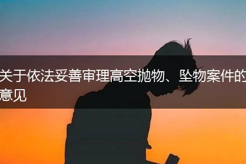 关于依法妥善审理高空抛物、坠物案件的意见