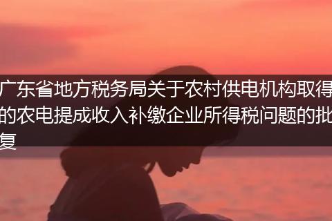 广东省地方税务局关于农村供电机构取得的农电提成收入补缴企业所得税问题的批复