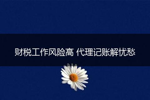 财税工作风险高 代理记账解忧愁