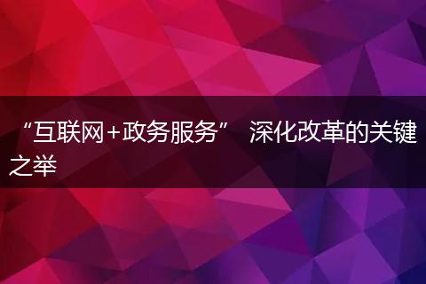 “互联网+政务服务” 深化改革的关键之举