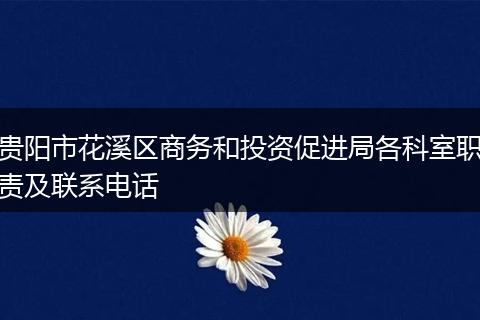 贵阳市花溪区商务和投资促进局各科室职责及联系电话