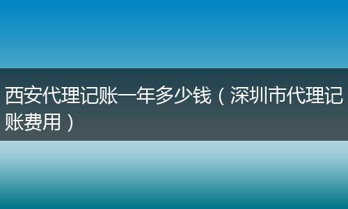 西安代理记账一年多少钱（深圳市代理记账费用）
