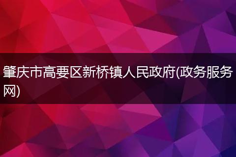 肇庆市高要区新桥镇人民政府(政务服务网)