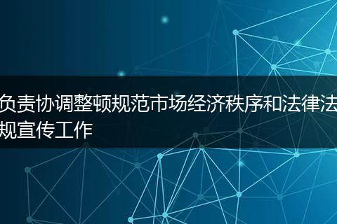 负责协调整顿规范市场经济秩序和法律法规宣传工作