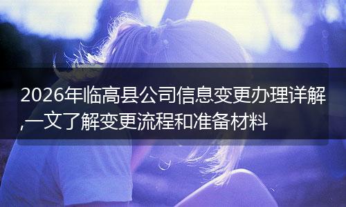 2026年临高县公司信息变更办理详解,一文了解变更流程和准备材料