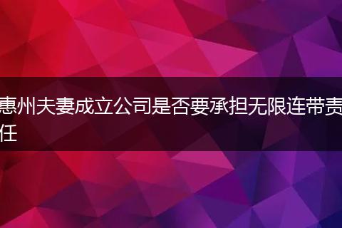 惠州夫妻成立公司是否要承担无限连带责任