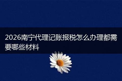 2026南宁代理记账报税怎么办理都需要哪些材料