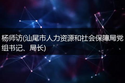 杨师访(汕尾市人力资源和社会保障局党组书记、局长)