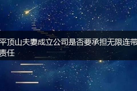 平顶山夫妻成立公司是否要承担无限连带责任