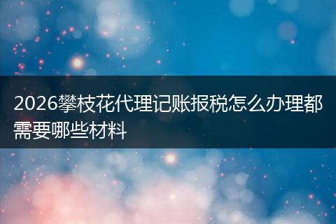 2026攀枝花代理记账报税怎么办理都需要哪些材料