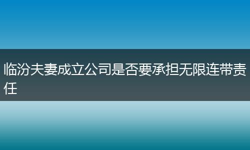 临汾夫妻成立公司是否要承担无限连带责任