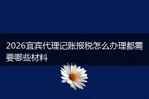 2026宜宾代理记账报税怎么办理都需要哪些材料